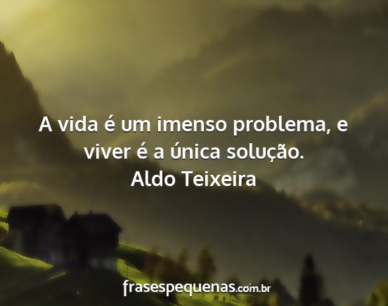 Aldo Teixeira - A vida é um imenso problema, e viver é a única...