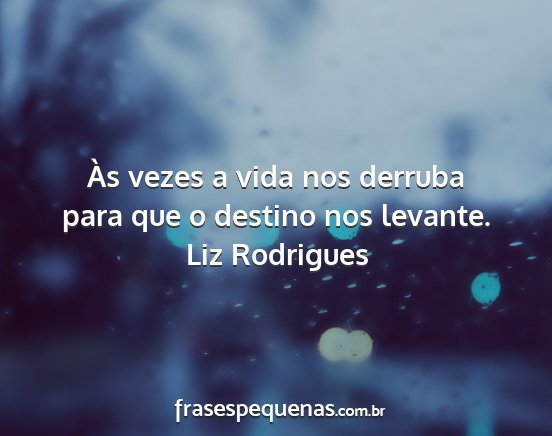 Liz Rodrigues - Às vezes a vida nos derruba para que o destino...
