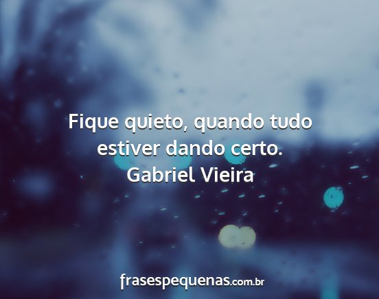 Gabriel Vieira - Fique quieto, quando tudo estiver dando certo....
